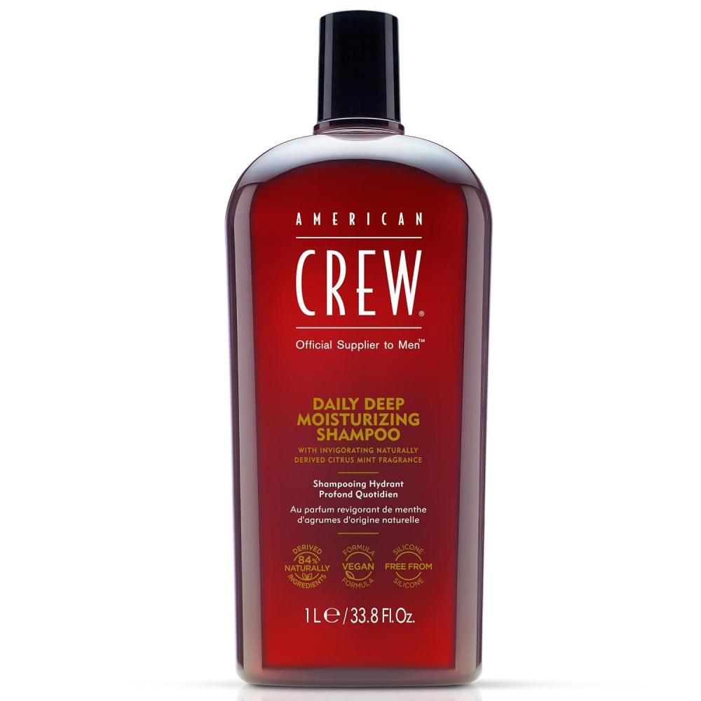 American Crew Shampoo for Men, Daily Deep Moisturizer, Naturally Derived, Vegan Formula, Citrus Mint Fragrance, 33.8 Fl Oz(33.8 Fl Oz (Pack of 1))