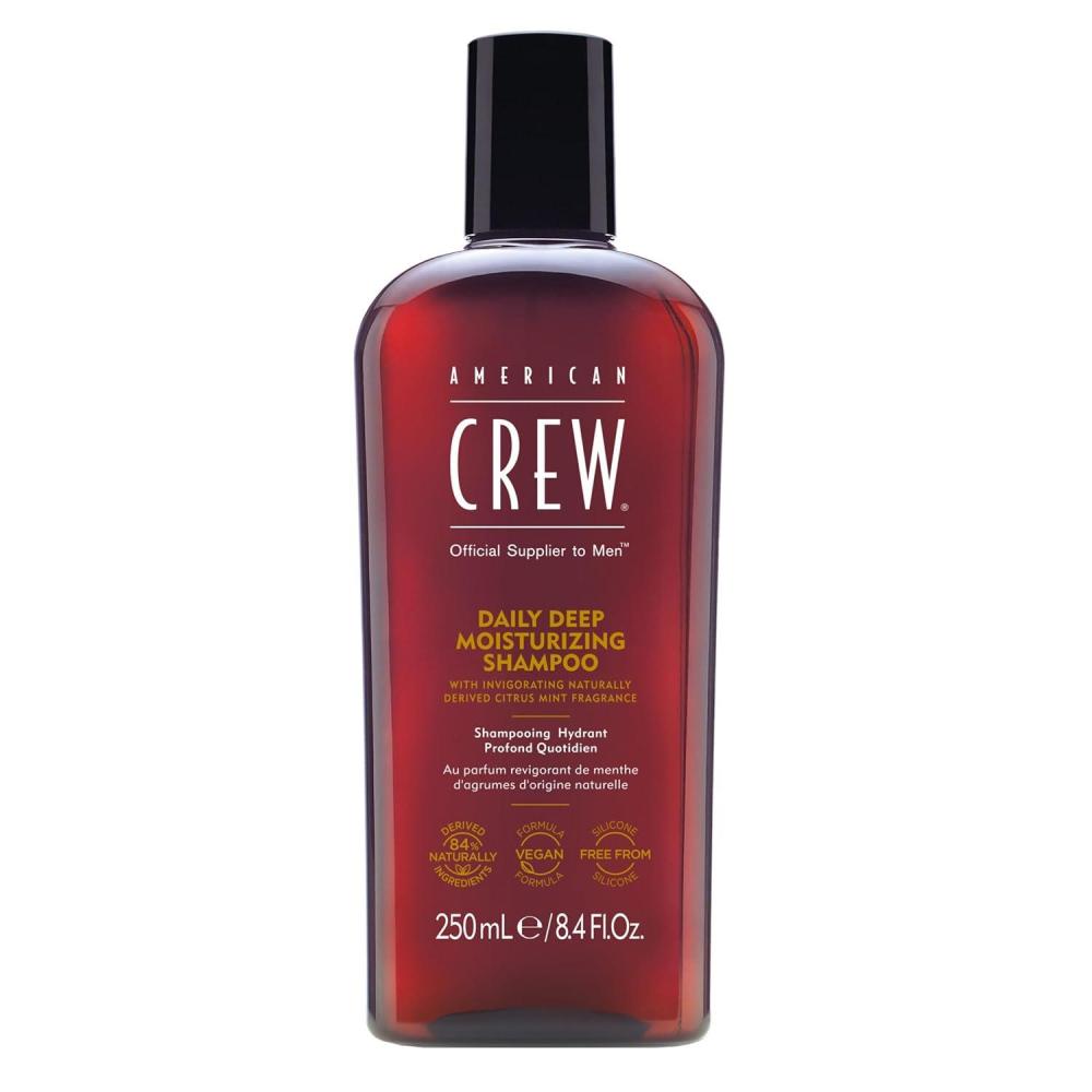 American Crew Shampoo for Men, Daily Deep Moisturizer, Naturally Derived, Vegan Formula, Citrus Mint Fragrance, 33.8 Fl Oz(8.4 Fl Oz (Pack of 1))