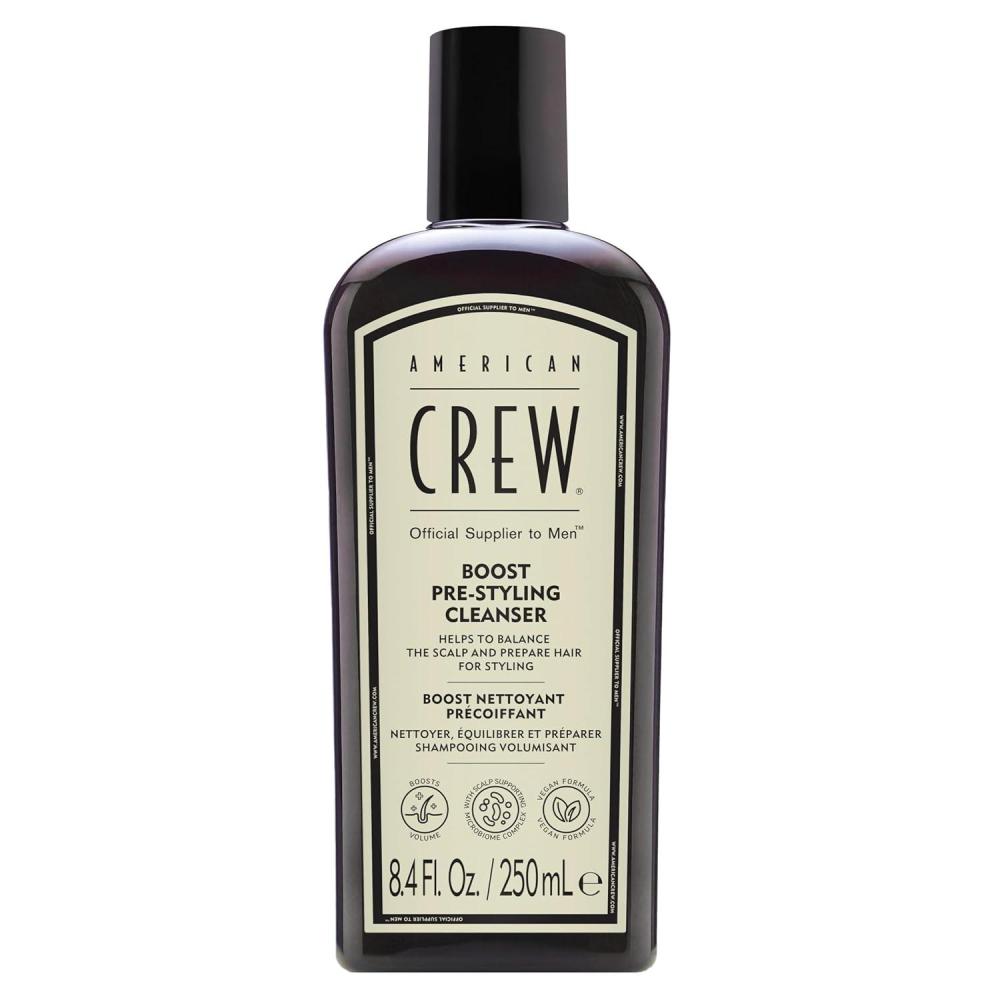 AMERICAN CREW Men’s Pre Styler Boost Shampoo for Fine & Thin Hair, Instantly Volumizing Formula, Adds Volume, Lift, & Shine, Vegan, 8.4 fl oz